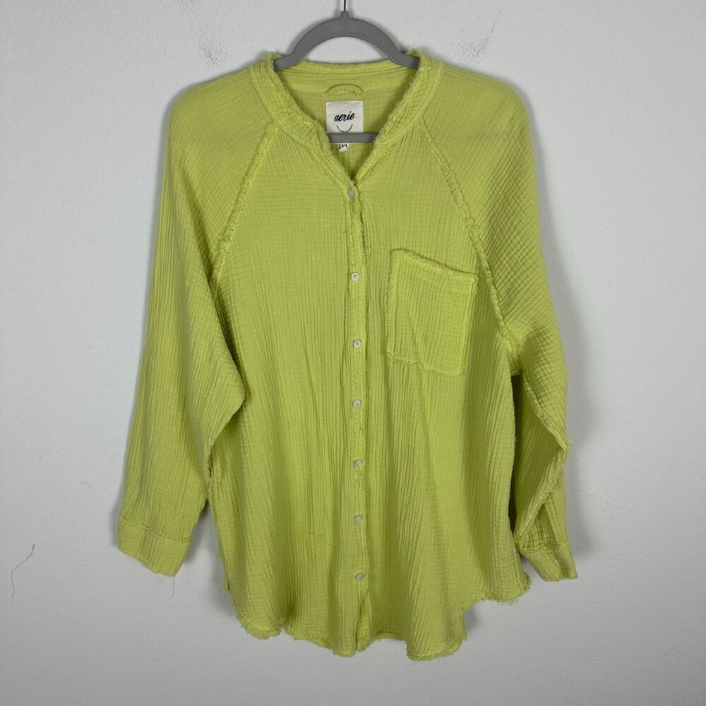 Aerie Pool To Party Cover Up Blouse M Green Boho Oversized Beachy Slouchy